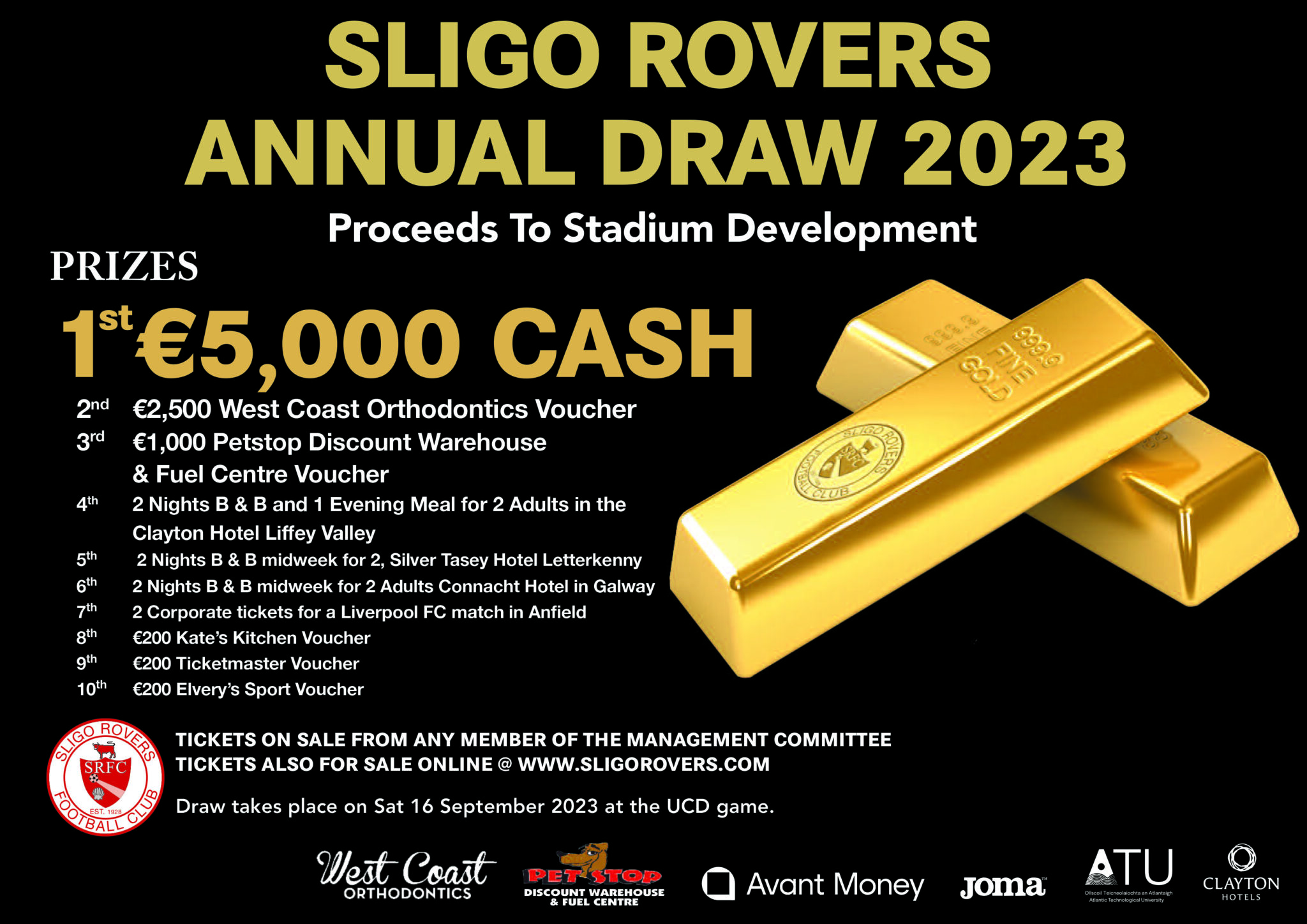 Annual Draw update: €32 000 raised Sligo Rovers